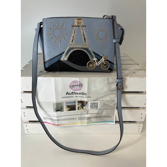 MICHAEL KORS, SMALL PARIS EFFIL TOWER, BICYCLE CROSSBODY BAG - Picture 2 of 15